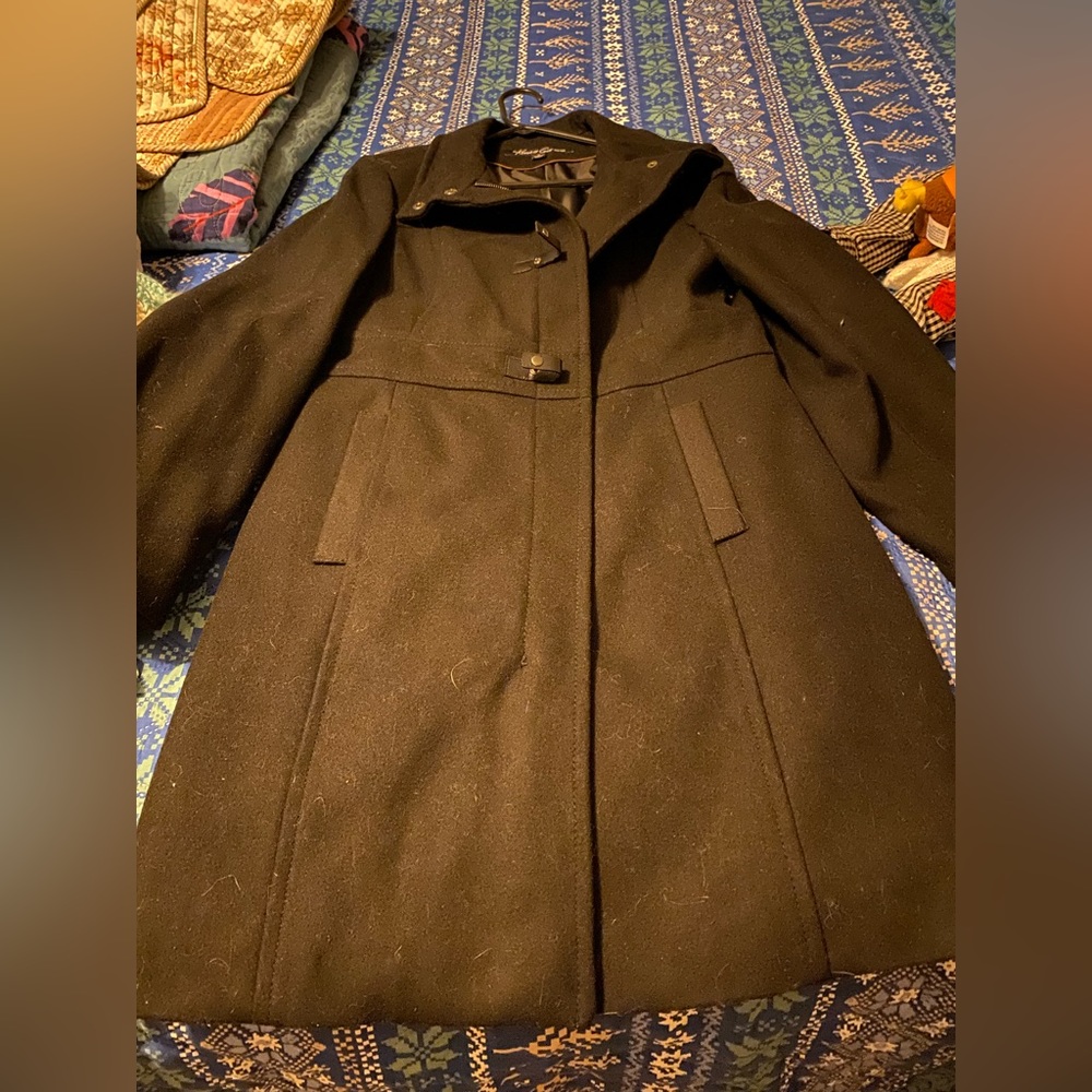 Black Kenneth Cole New York knee length pea coat